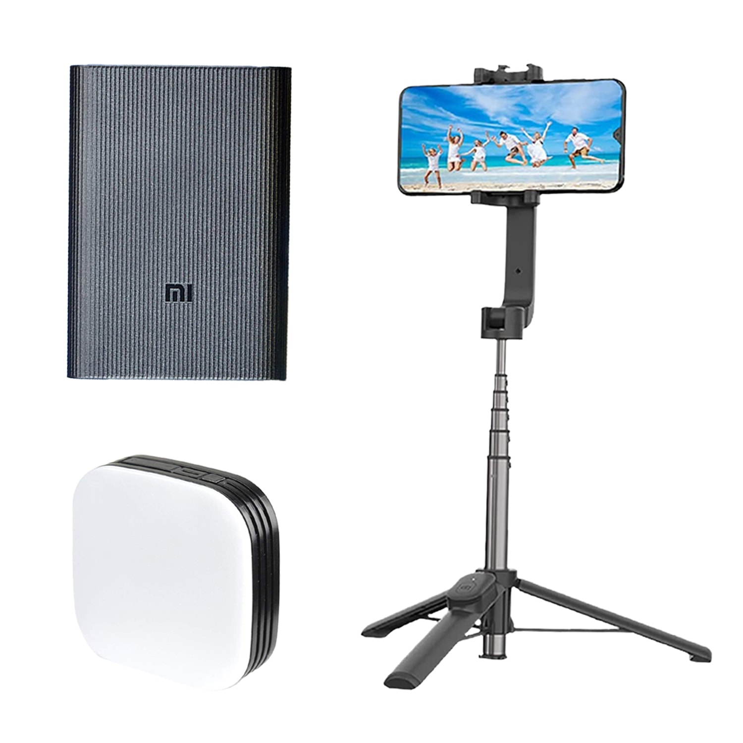 Mobile Photography Kit 10k Powerbank, Selfie Stick cum Tripod, Mobile